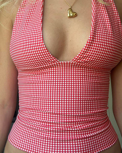 Printed Halter Strap Vest Girl Deep V-neck Strap Top