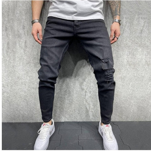 Fashion Light Blue Ripped Slim Fit Jeans