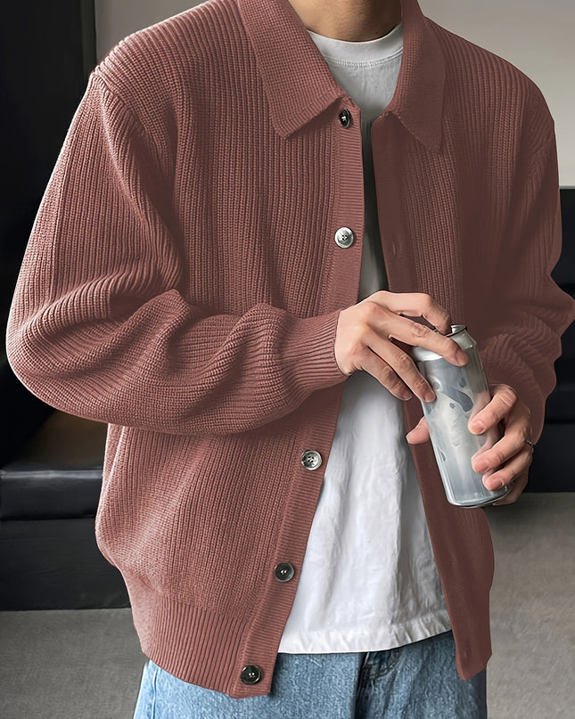 Fashion Solid Color Simple Men's Knitwear Cardigan Sweater Coat