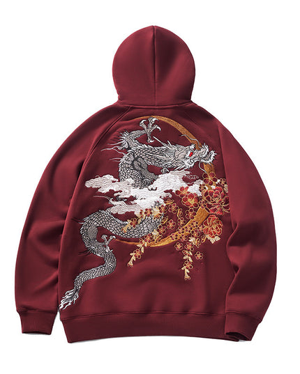 Autumn And Winter Heavy Industry Dragon Embroidered Hoodie Men