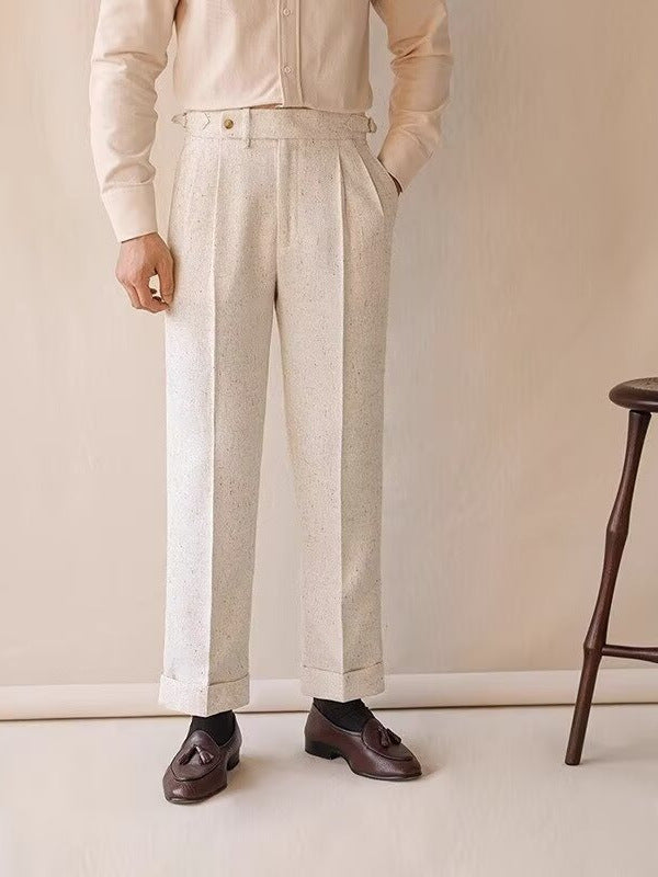 Casual Straight-leg Loose Elastic Waist Suit Pants