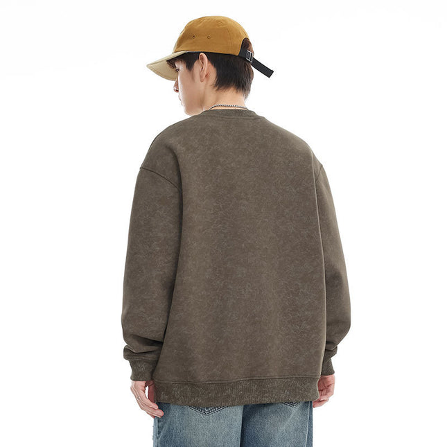 Retro Alphabet Embroidered Crew Neck Sweater