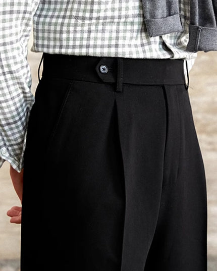 Italian Casual Wide-leg Suit Pants British High Waist Baggy Straight Trousers