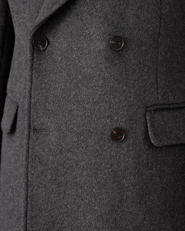 Double Breasted Coat Wool Atmospheric Field Coat