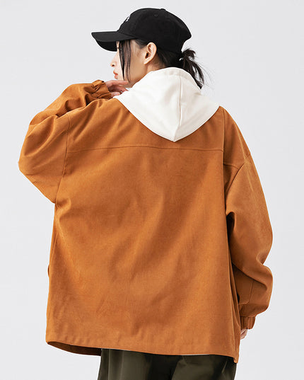Jacket Hooded Fake Two Pieces Loose Casual Shell Jacket