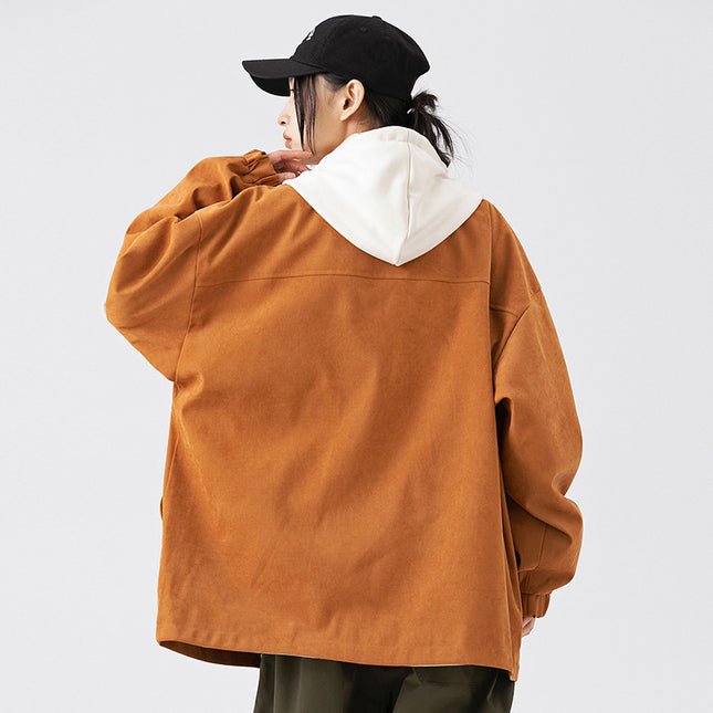 Jacket Hooded Fake Two Pieces Loose Casual Shell Jacket