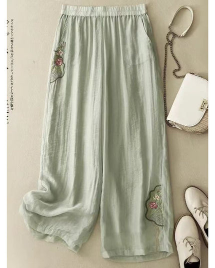Cropped Pants Cotton Linen Casual Pants Chinese Ethnic