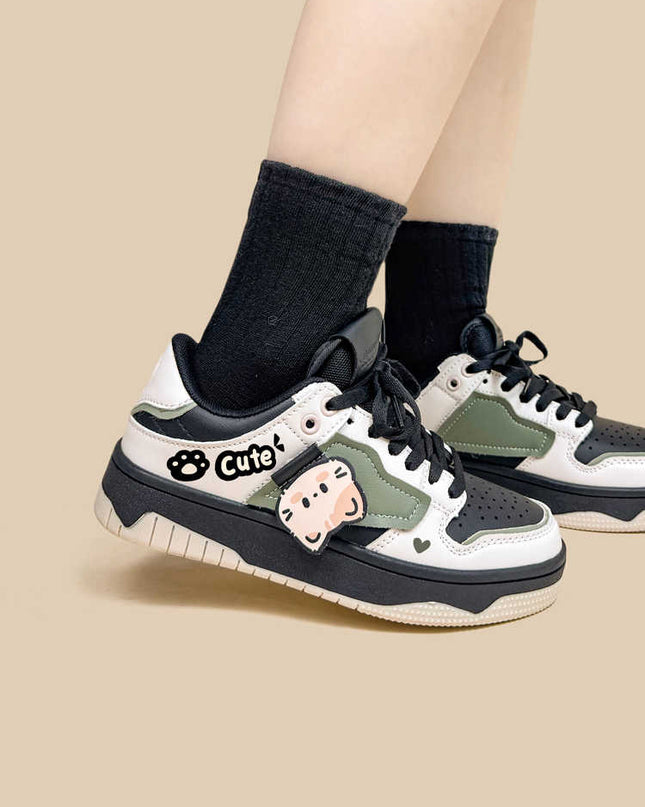 Cute Casual Sneakers Women's Color Matching Flat Low-tops