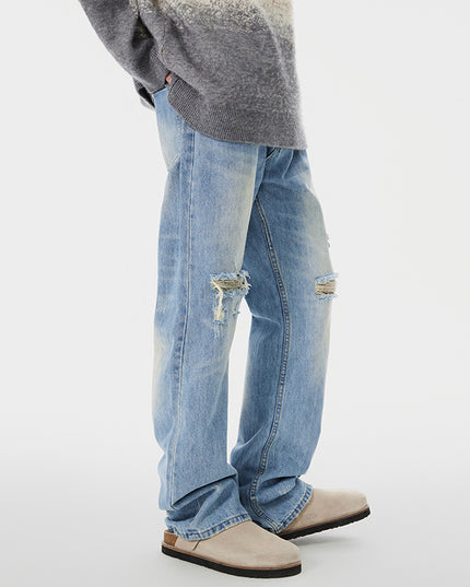 Summer High-grade Ripped Straight Wide-leg Pants