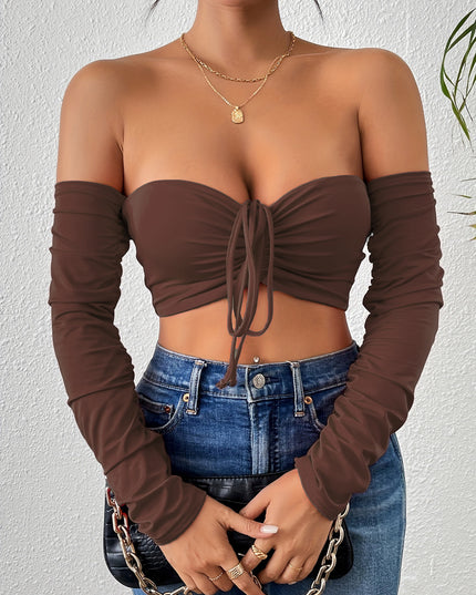 Night Club Style Slimming Waist Drawstring Long-sleeved Vest Can Be Worn Outside