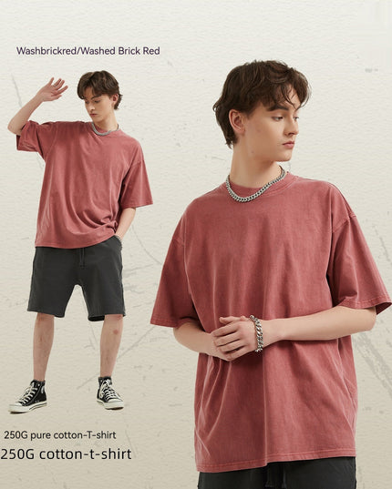 Men's Retro Washed Distressed Short Sleeve Fashion Brand