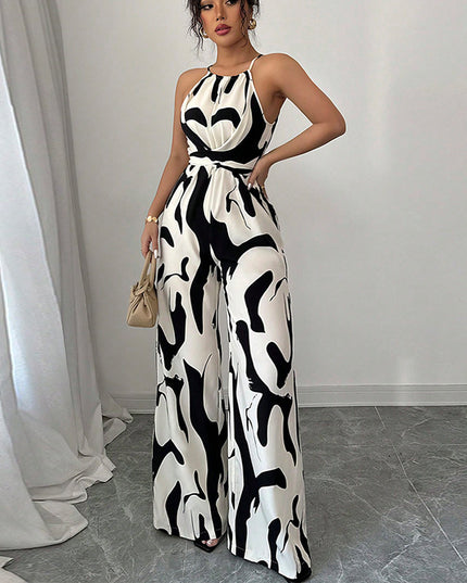 Women's Fashion Zebra Print Suspender Jumpsuit
