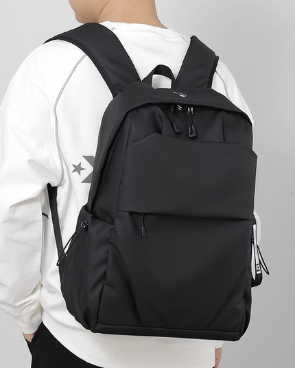 Pure Color Backpack Business Commuter Computer Bag Middle School Student School Bag