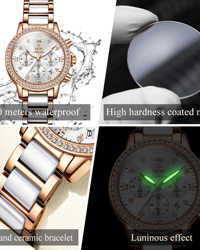 Simple Rhinestone Quartz Watch Waterproof Women's Watch