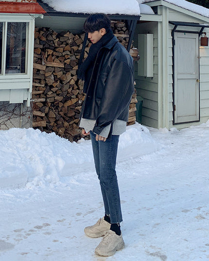 Men's Loose And Warm Leather Jacket