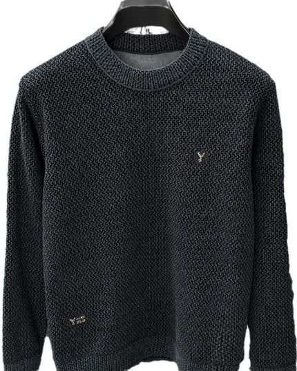 Winter Men's Thermal Round-neck Velvet Padded Sweater