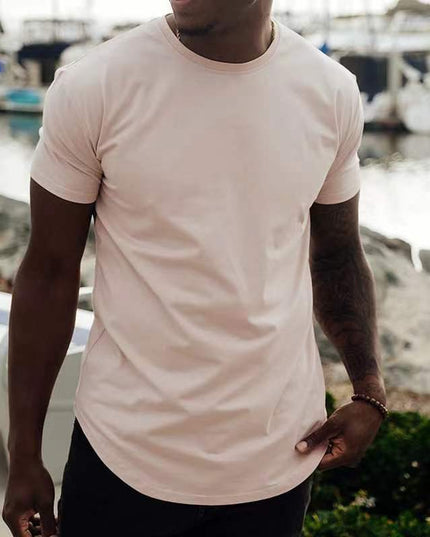 Slim Fit Muscle Round Hem Short Sleeve Popular Sports T-shirt