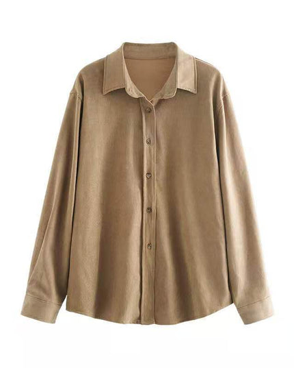Top Corduroy Temperament Retro Hong Kong-flavored Brushed Shirt Coat