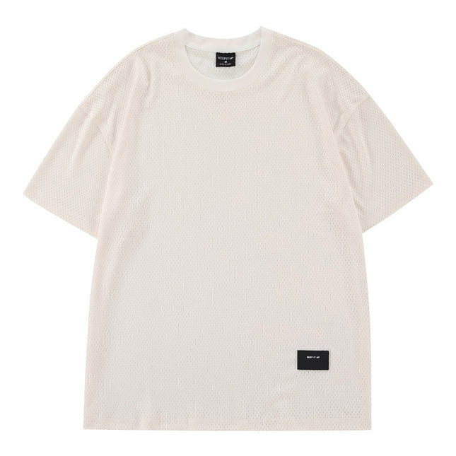Men's Retro Large Mesh Heavy Weight Short Sleeve