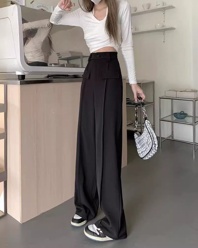 Narrow Wide-leg Pants Women's High Waist Slimming Loose