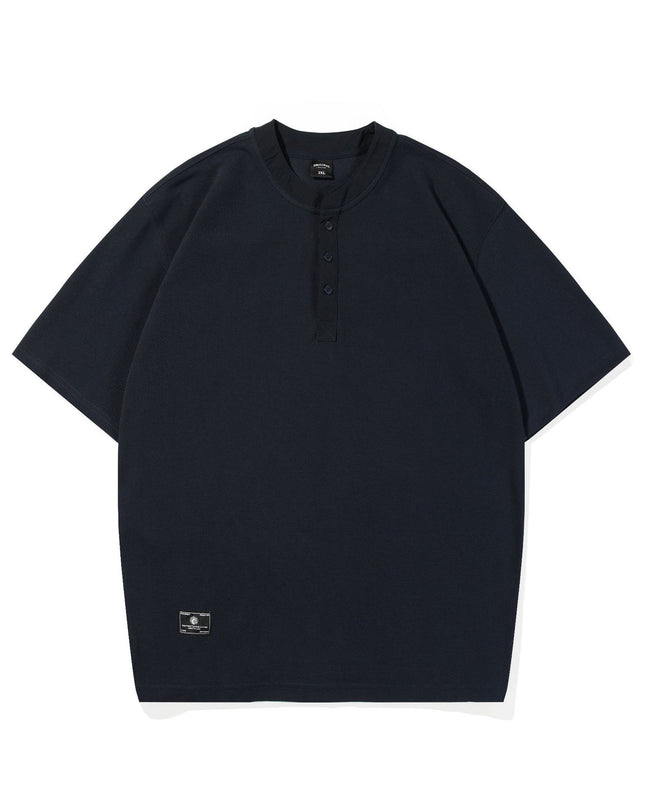 Summer Simplicity Solid Color Henry Collar T-shirt
