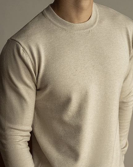 Tencel Wool Autumn And Winter Round Neck Long Sleeve Sweater Men