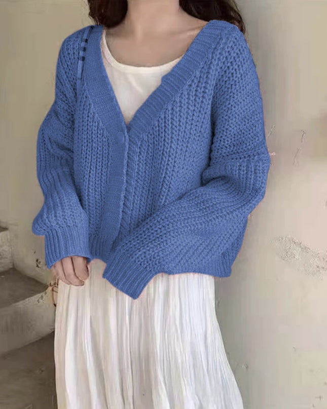 College Style Girls' Tops Loose Outer Wear Short Knitted Cardigan Sweater
