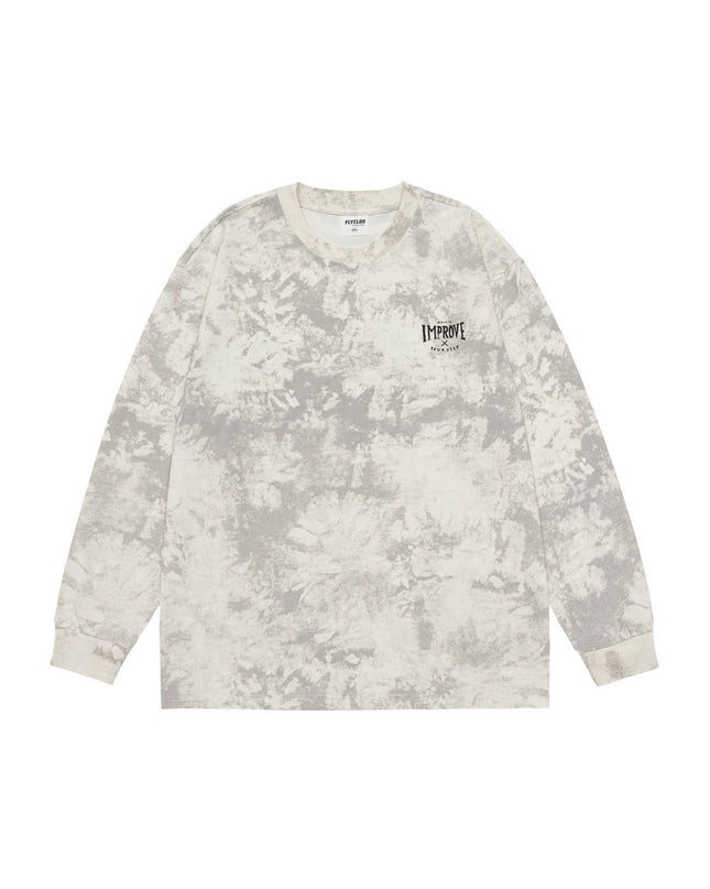 Heavy Long-sleeved T-shirt Retro Loose Tie-dye Printed Bottoming Shirt
