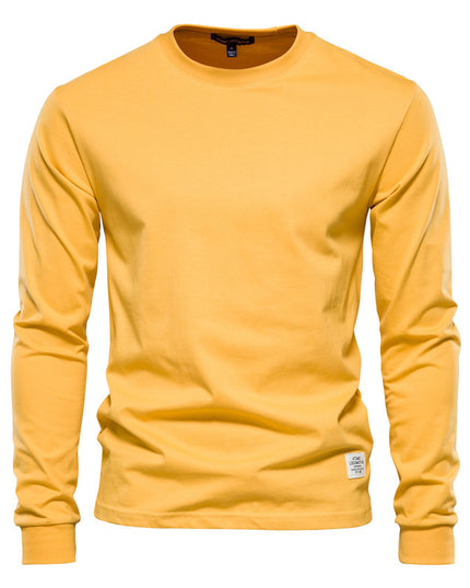 Men's Solid Color Round Neck Long-sleeved Top T-shirt