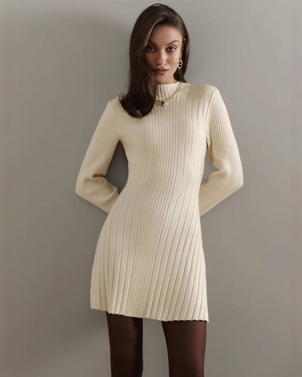 Long Sleeve Half Turtleneck Elegant Cute A- Line Skirt