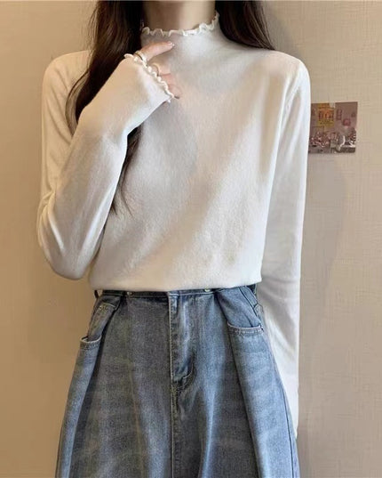 Red Wooden Ear Half Turtleneck High-grade Sweater Sweater
