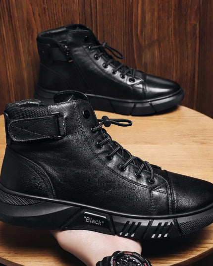 Men's New Leather Plush Martin Boots Casual