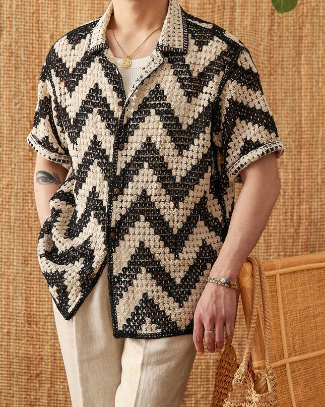 Beach Knitted Short-sleeved Cardigan Loose Casual Top