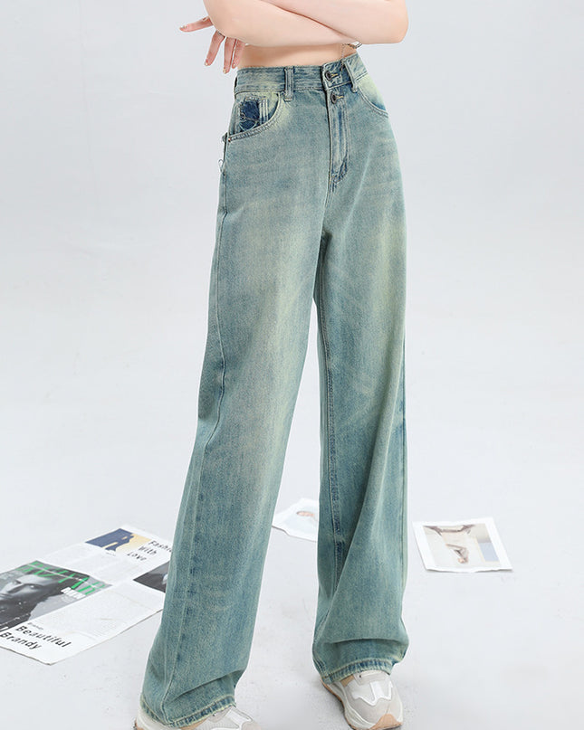 Women's Fashion Holes Narrow Wide-leg Jeans