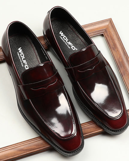 Men's Square-toe Patent Leather Business Formal Shoes