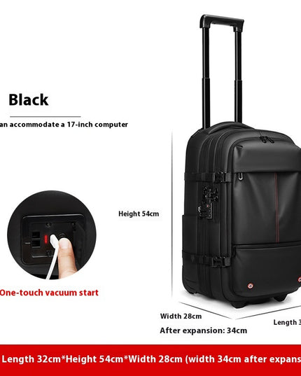 Vacuum Expandable Trolley Backpack Large Capacity Scalable Business Trip