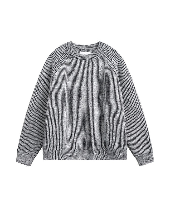 Retro Brocade Men’s Round Neck Sweater – Vintage Printed Pullover Knitwear