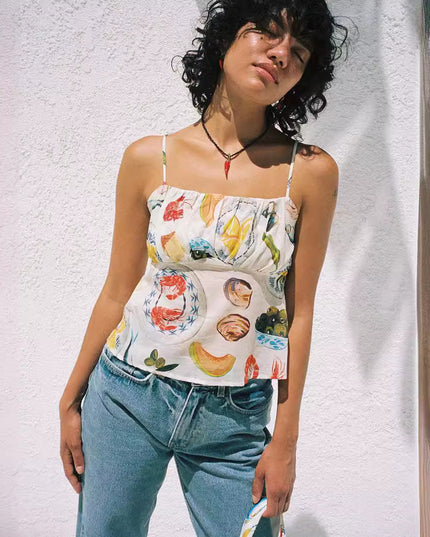 Contrast Color Sexy Backless Slim Fit Hot Girl Vest
