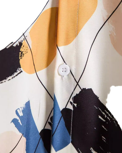 Casual Polo Collar Slim-fit 3D Printed Men's Shirt