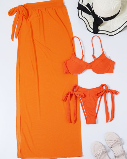 Three Piece Mesh Skirt Bikini