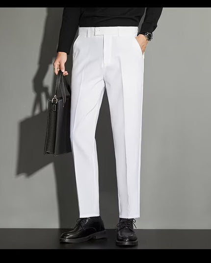 Spring Draping Effect Straight All-matching Ankle-length Suit Pants