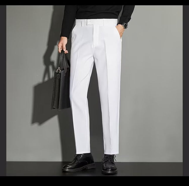 Spring Draping Effect Straight All-matching Ankle-length Suit Pants