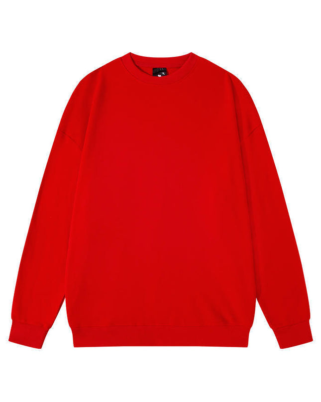 Men's Solid Color Pullover Sweatshirt Loose Round-neck Top Couple College Style Solid Color Clothes