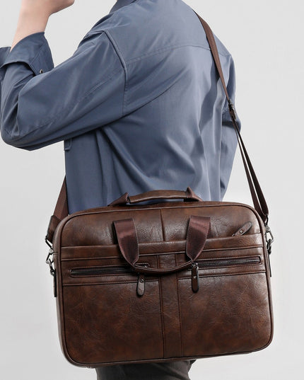 Men’s Retro Crazy Horse Briefcase | PU Leather, European & American Style