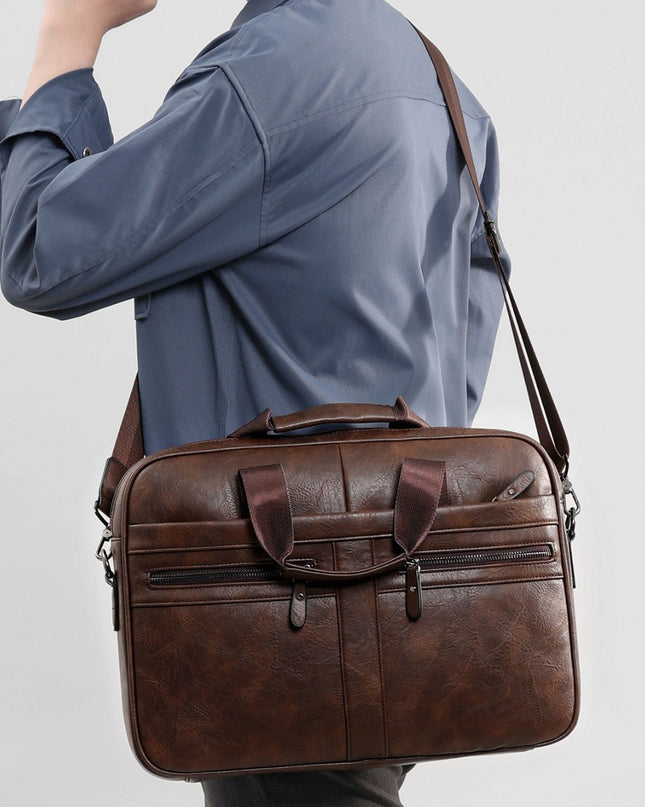 Men’s Retro Crazy Horse Briefcase | PU Leather, European & American Style