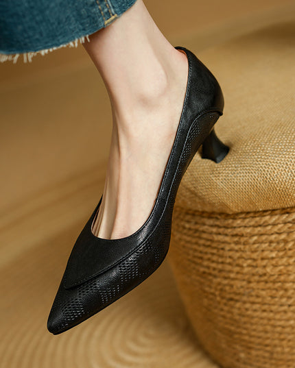 Soft Sheepskin Pointed Toe Stiletto Low-cut Shoes Women's Leather Shoes
