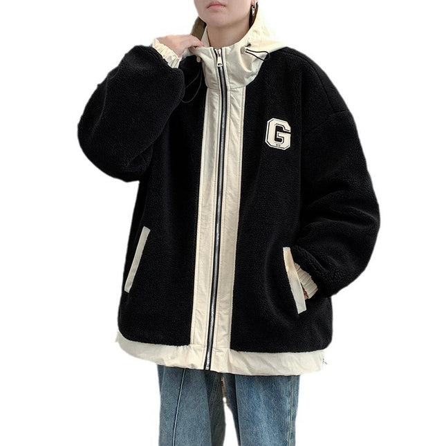 Men's Lamb Wool Student Versatile Couple Even Thickened Padded Polar Fleece Cotton-padded Coat