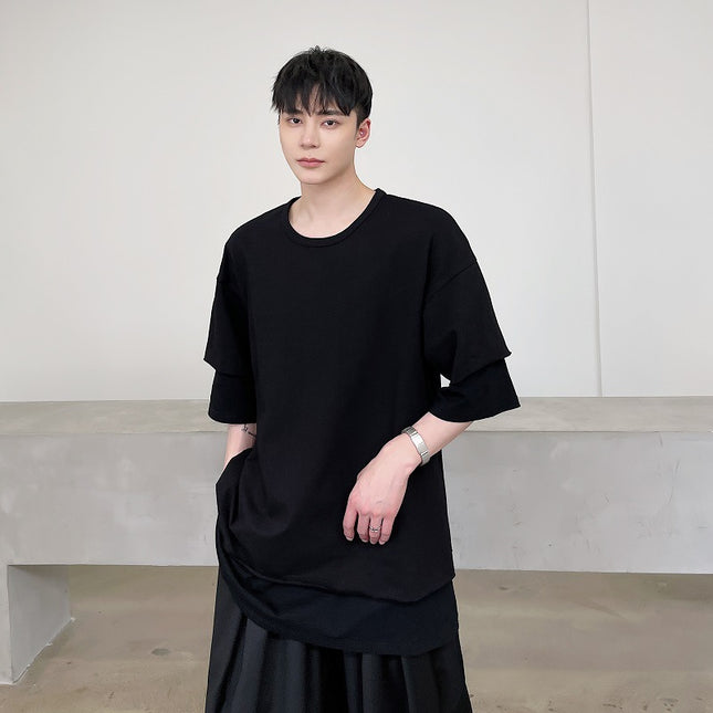 Fake Two Pieces Men's Original Retro Loose Round Neck Short Sleeves
