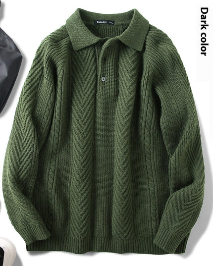 Fall Winter Polo Collar Pullover Sweater
