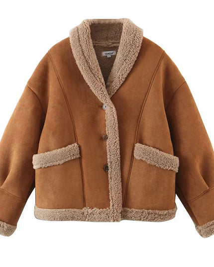 American Vintage Single-Breasted Lamb Fleece Top